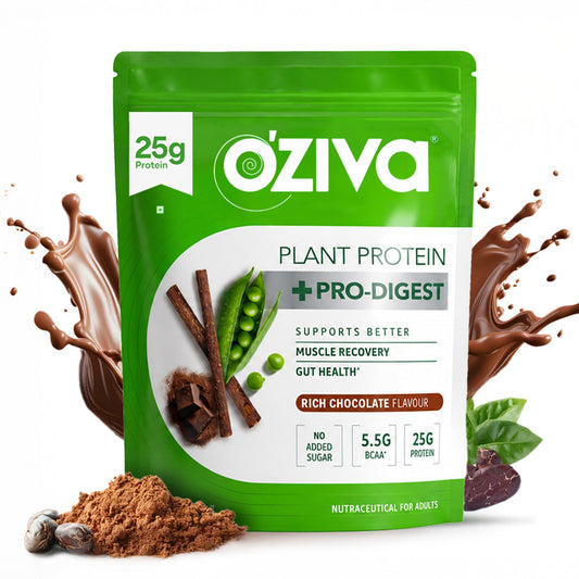 【OZiva】 Bioactive Plant Protein for Faster Absorption & Better Digestion｜バイオアクティブ プラントプロテイン 高速吸収＆消化サポート｜Rich Chocolate / Starter Pack