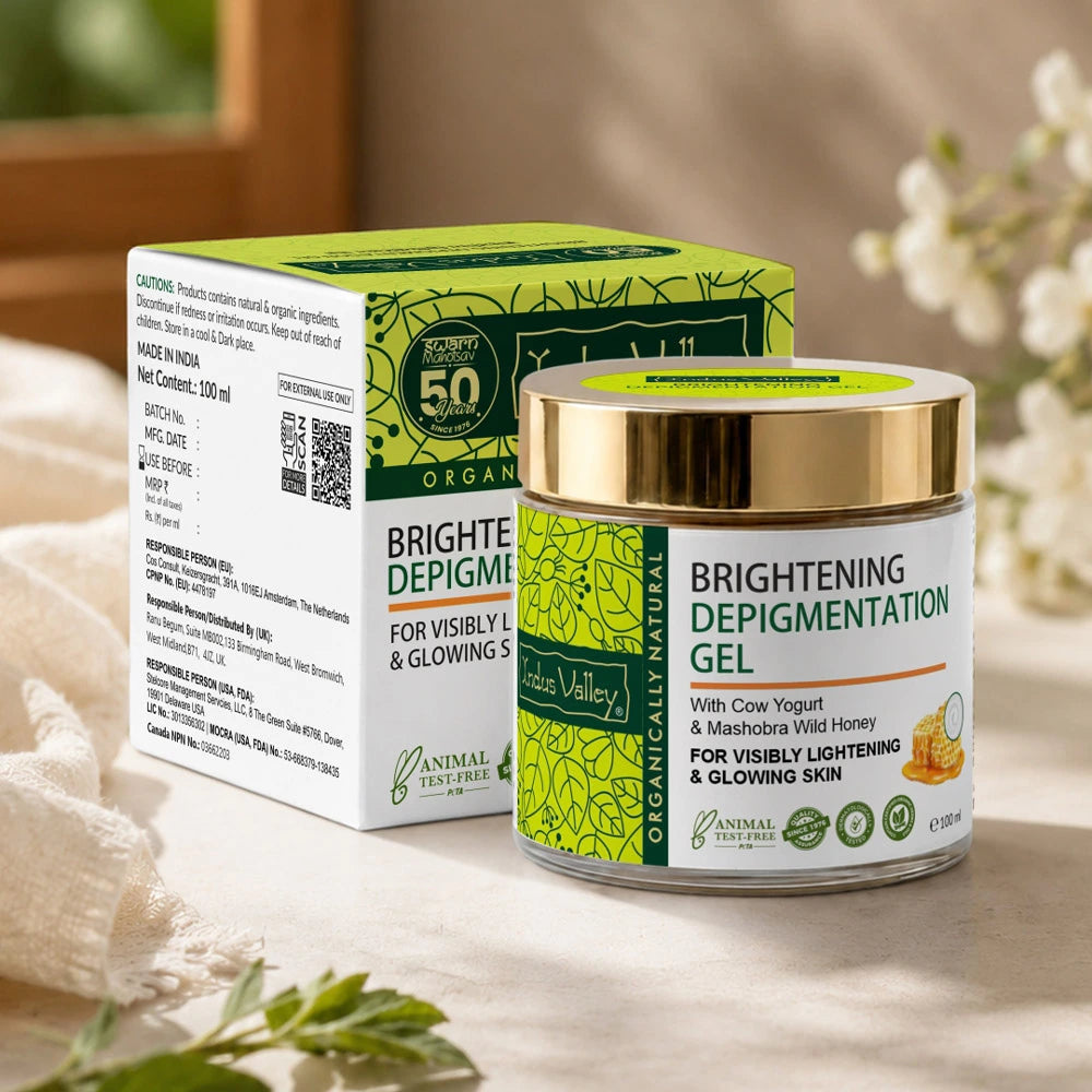 【Indus Valley】 Brightening Depigmentation Gel for Reducing Pigmentation & Dark Spots With Cow Yogurt & Mashobra Honey 100ml · Pack of 1