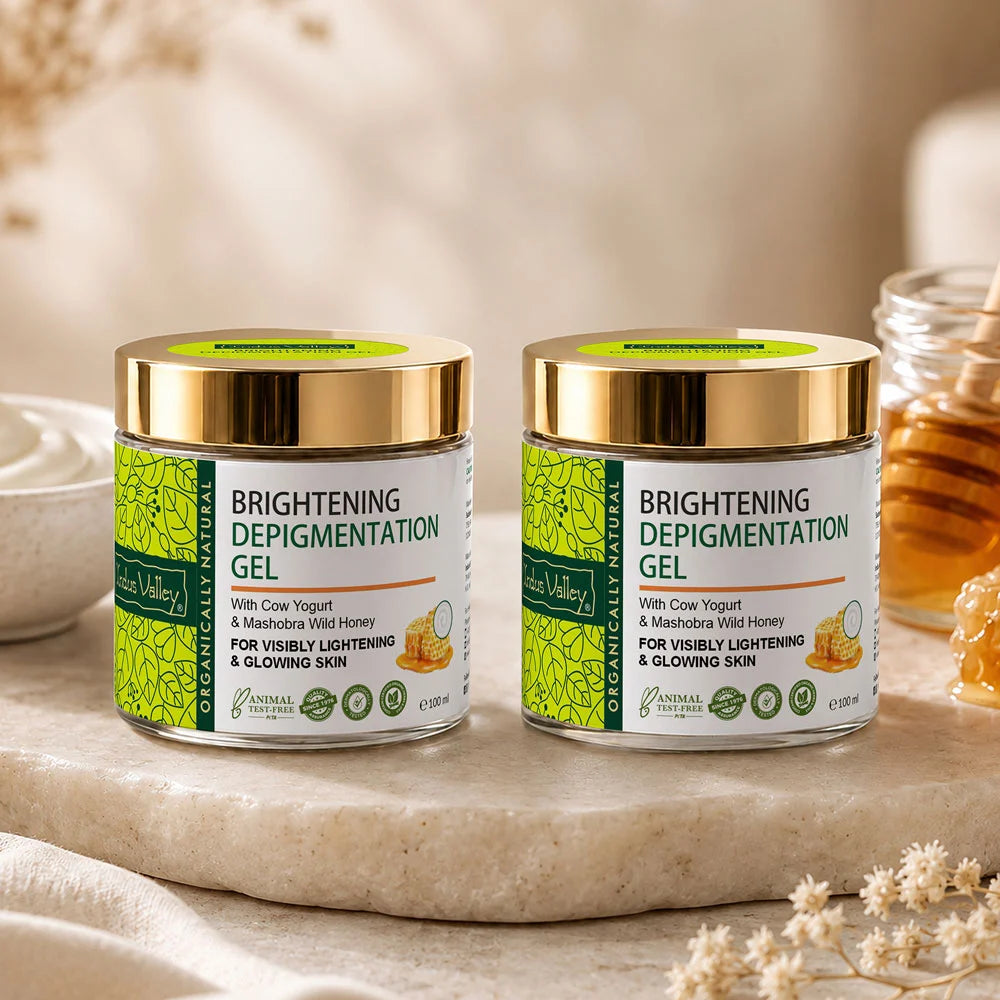 【Indus Valley】 Brightening Depigmentation Gel for Reducing Pigmentation & Dark Spots With Cow Yogurt & Mashobra Honey 100ml · Pack of 2