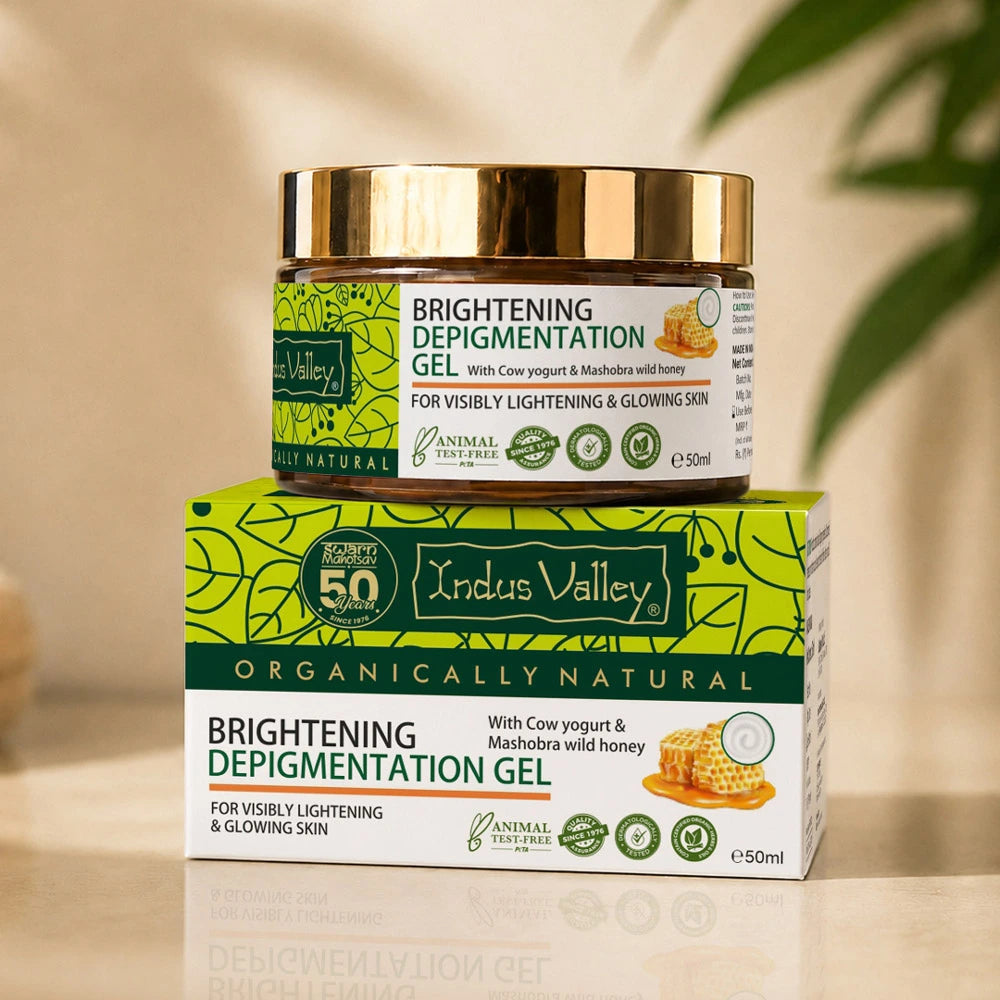 【Indus Valley】 Brightening Depigmentation Gel for Reducing Pigmentation & Dark Spots With Cow Yogurt & Mashobra Honey 50ml · Pack of 1