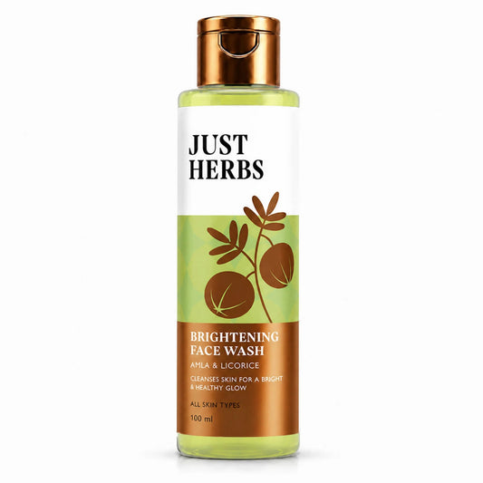 Just Herbs ブライトニング フェイスウォッシュ ビタミンC アムラ＆リコリスルート 100ml のボトル
