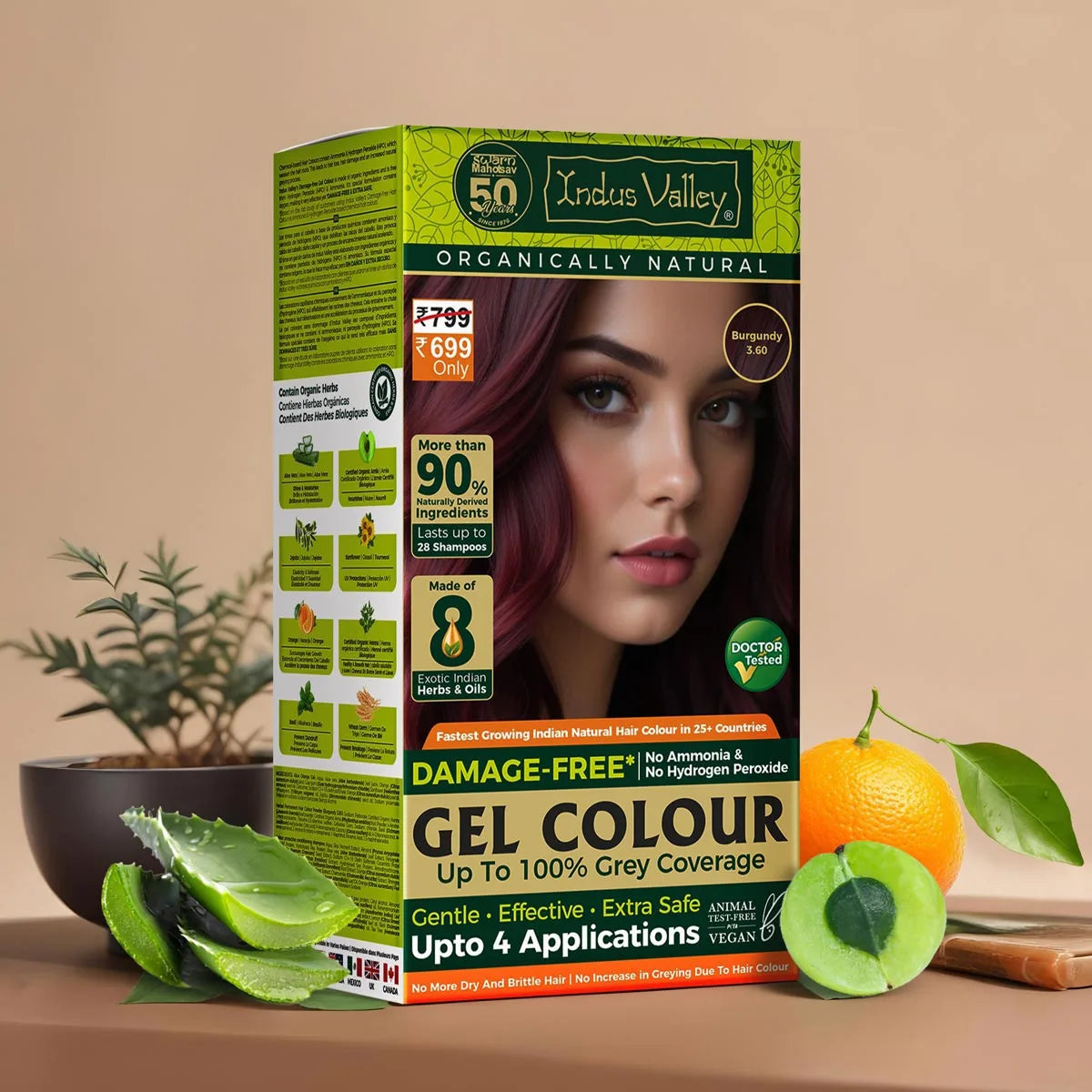 【Indus Valley】 Damage Free Natural Gel Hair Colour｜ダメージフリー ナチュラル ジェルヘアカラー｜Burgundy / Pack of 1