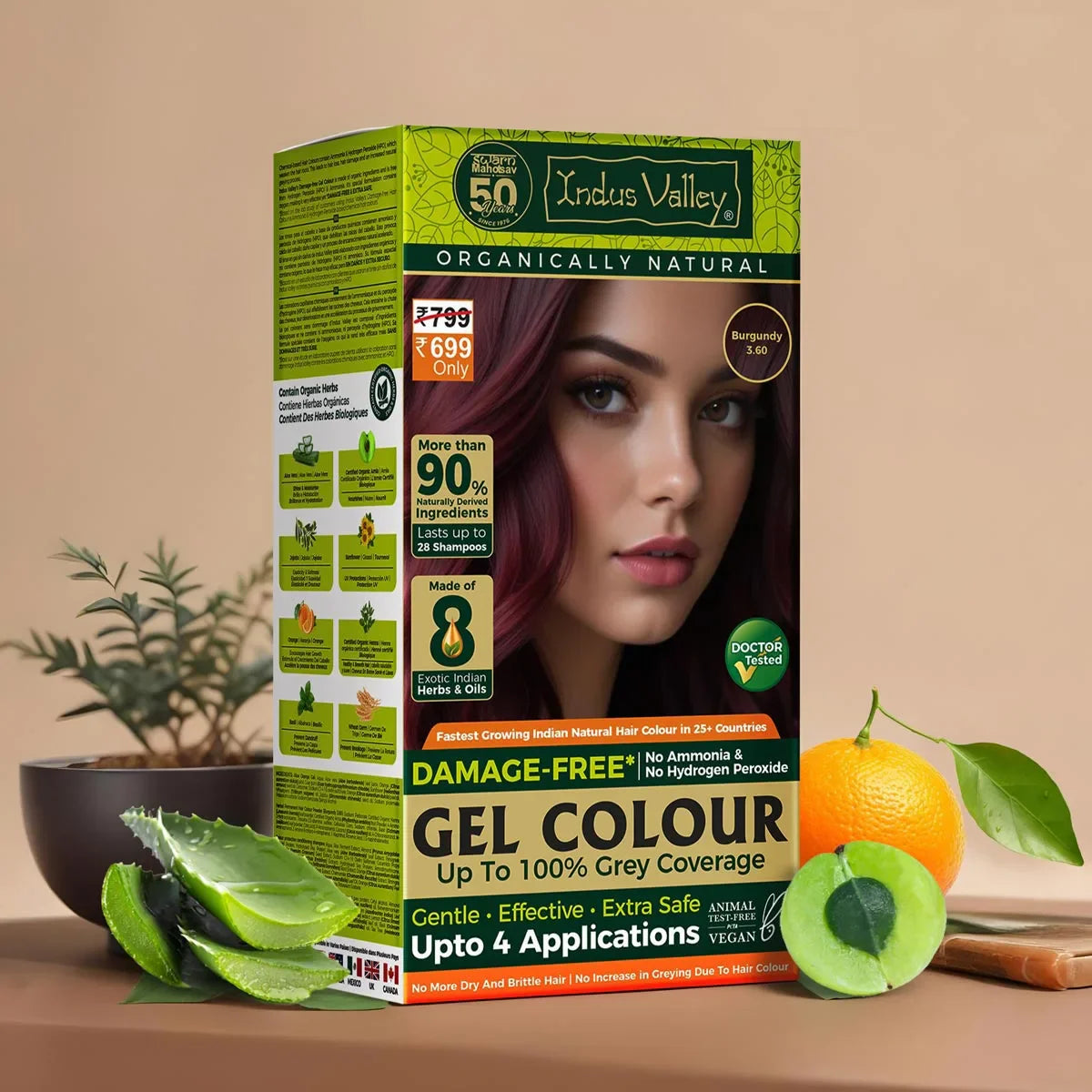 Damage Free Gel Colour - Burgundy 3.6 Hair Color + Shampoo + Mask