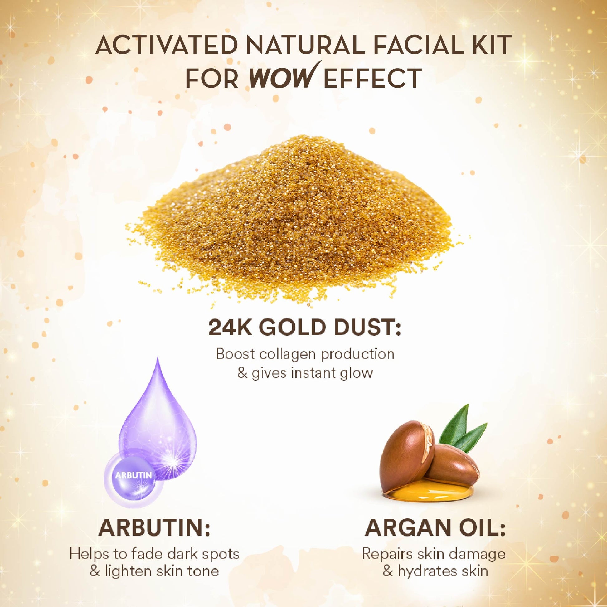 6-Step Gold Facial Kit Brightens and Tightens Skin 85ml