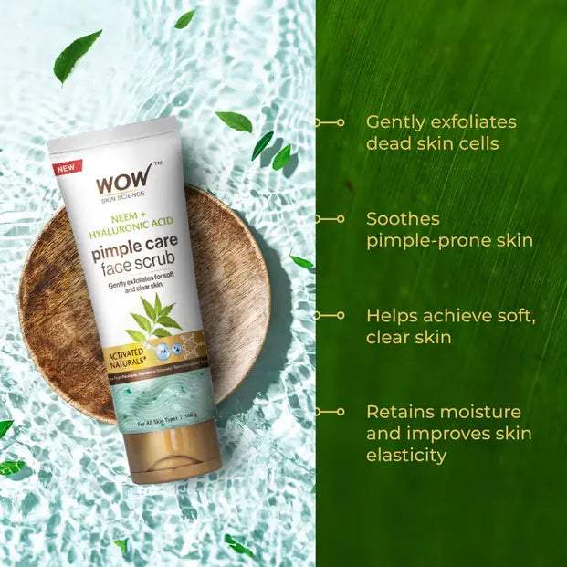 Neem & Hyaluronic Acid Face Scrub Pimple-Free, Glowing Skin 100ml
