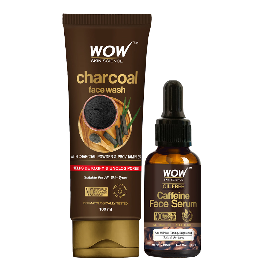 Charcoal Face Wash & Caffeine Serum Kit Deep Cleansing & Revitalizing 130ml