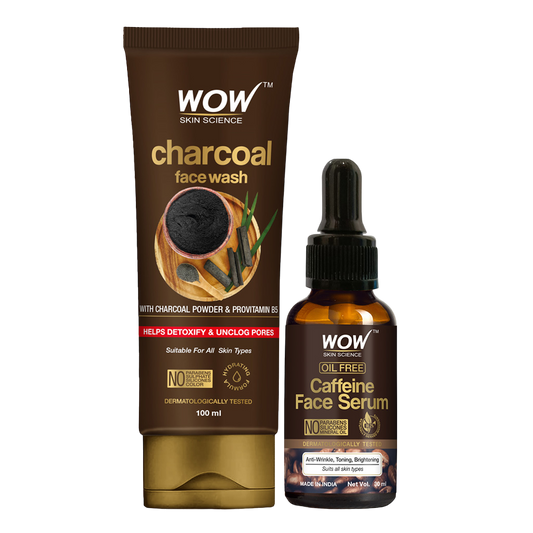 Charcoal Face Wash & Caffeine Serum Kit Deep Cleansing & Revitalizing 130ml