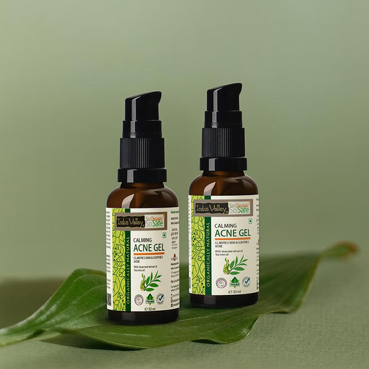 【Indus Valley】 Calming Acne Gel Clarifies Skin & Soothes Acne With Seaweed Extract & Tea Tree Oil - 30ml. Pack of 2
