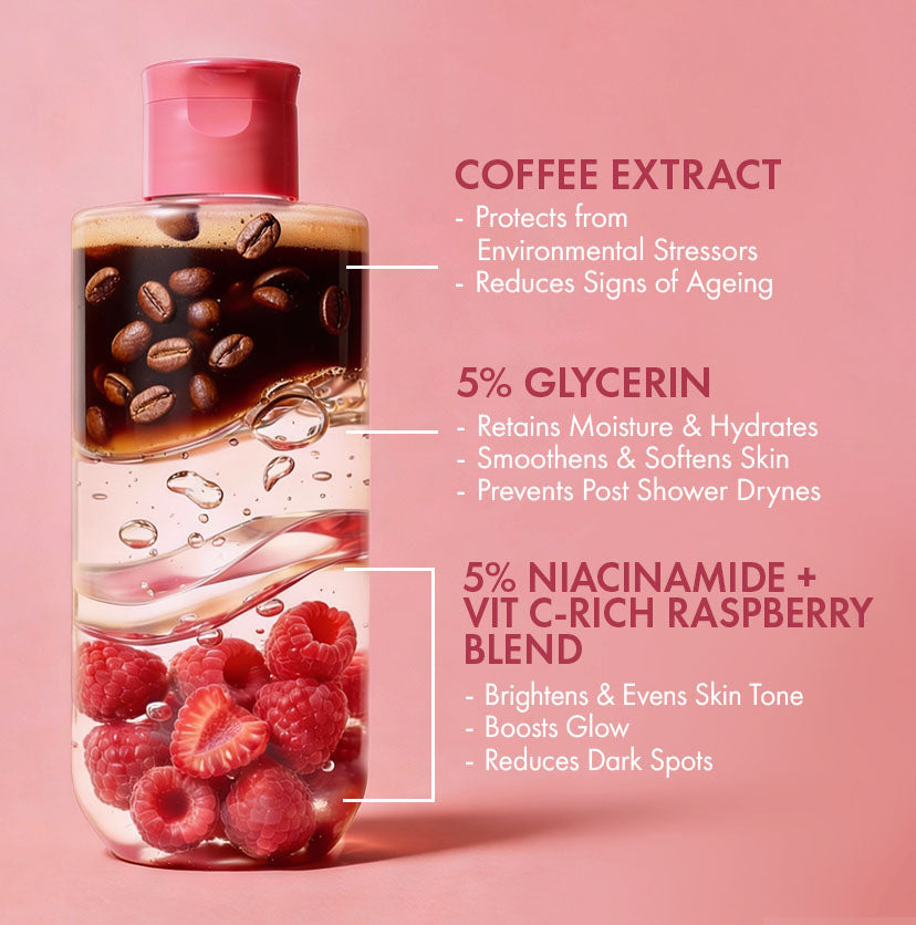 Brightening Body Wash | 5% Niacinamide & Raspberry Extracts (300ml)