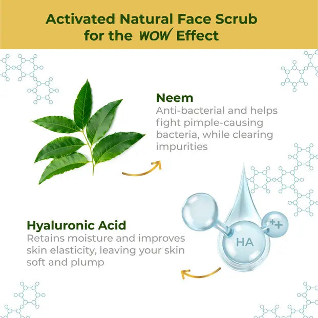 Neem & Hyaluronic Acid Face Scrub Pimple-Free, Glowing Skin 100ml