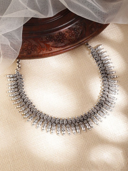 Rubans Oxidised Silver Metal Kerela Necklace Gold & Silver