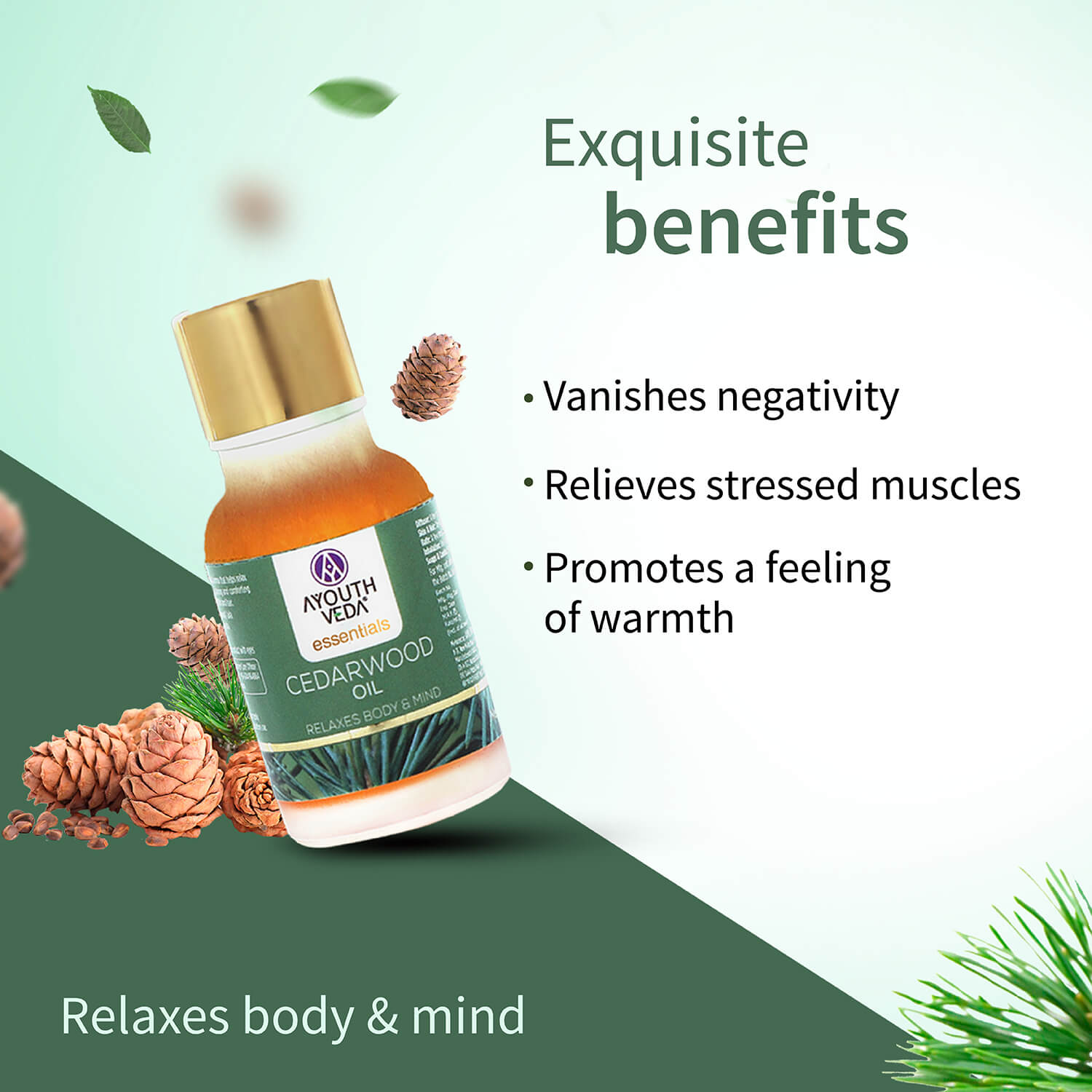 100% Pure Cedarwood Essential Oil | Therapeutic-Grade Warm Woody Aroma | Deep Relaxation, Stress Relief & Better Sleep | Perfect for Night Aromatherapy | 15 ml 15ml