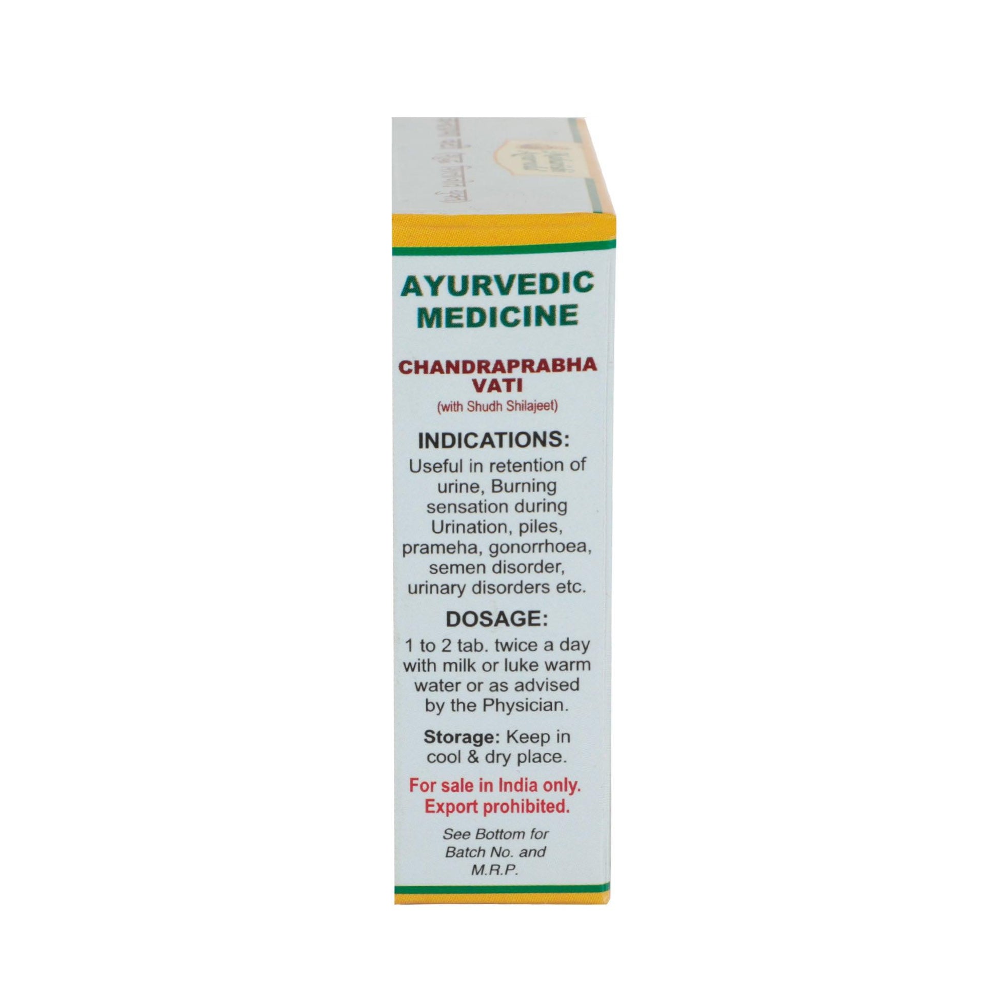 Chandra Prabha Vati - For Relief from Urinary Problems (Pack of 100 Tabs)