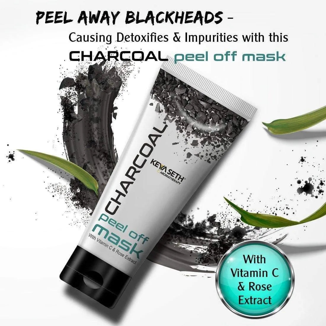 Charcoal Peel Off Mask-Blackhead & Dead Skin Removal, Tightens Pores, Deeply Cleanses  with Vitamin C, Rose Extract & Activated Charcoal 50ml