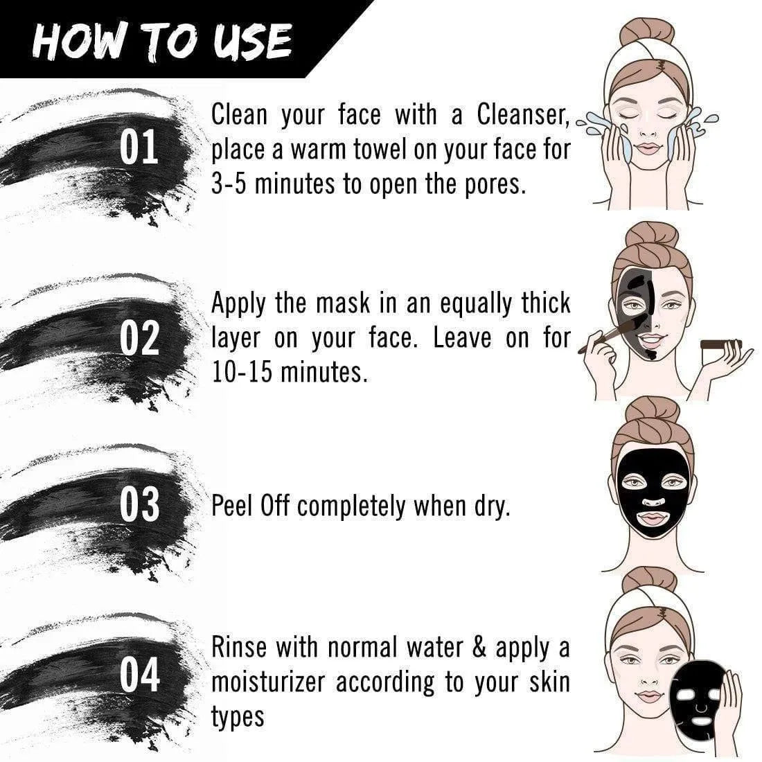 Charcoal Peel Off Mask-Blackhead & Dead Skin Removal, Tightens Pores, Deeply Cleanses  with Vitamin C, Rose Extract & Activated Charcoal 50ml