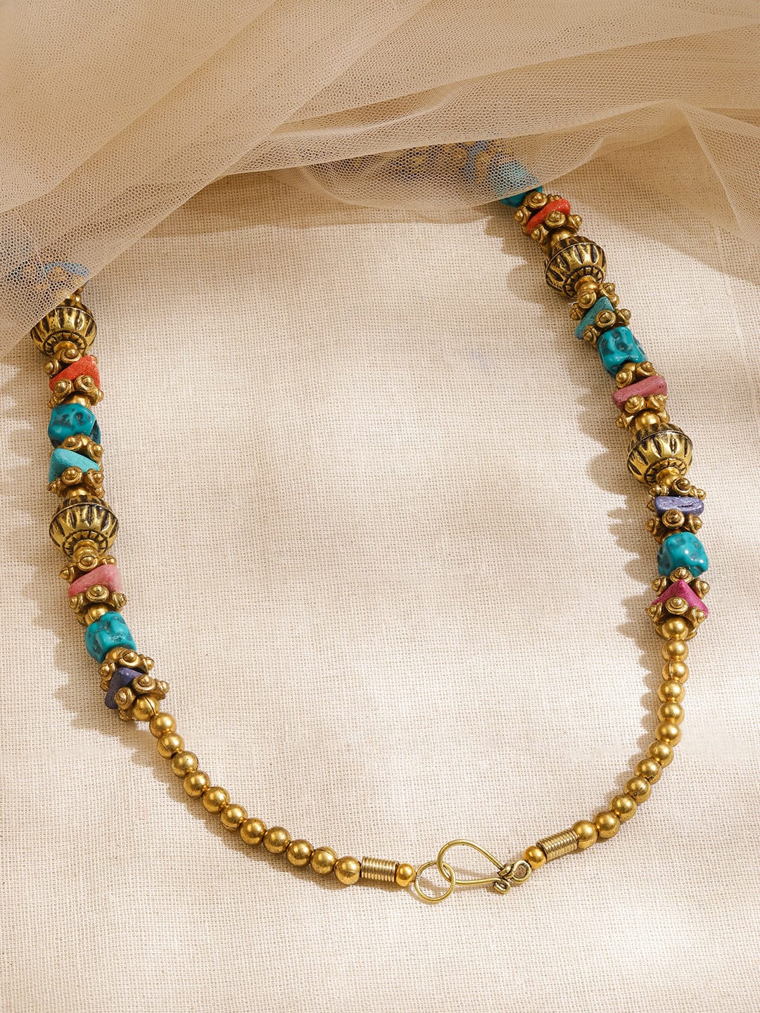 Charmingly Beaded Multicolour Bohemian Necklace Multicolor