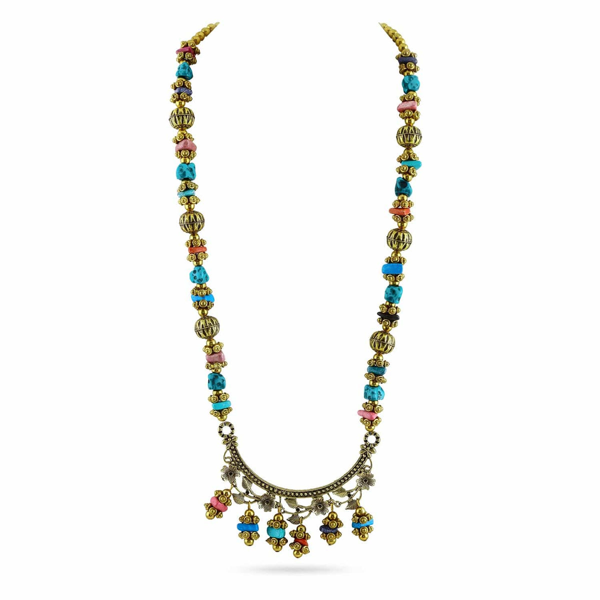 Charmingly Beaded Multicolour Bohemian Necklace Multicolor
