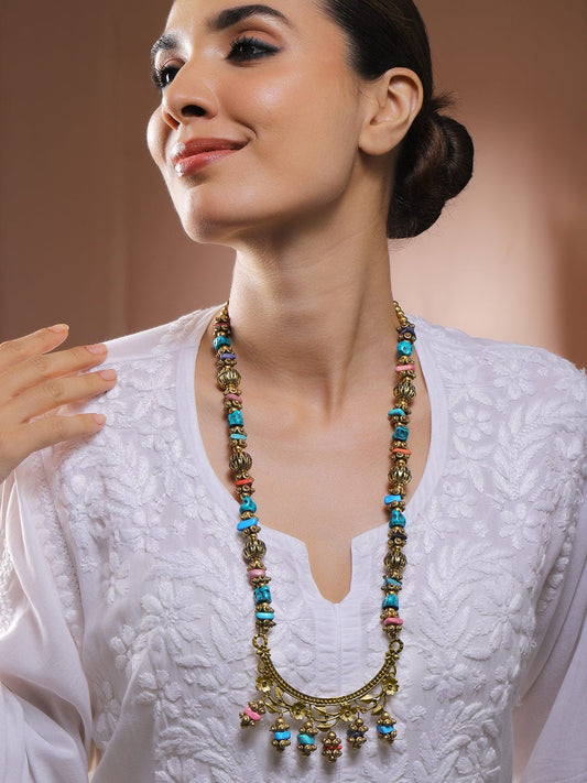Charmingly Beaded Multicolour Bohemian Necklace Multicolor