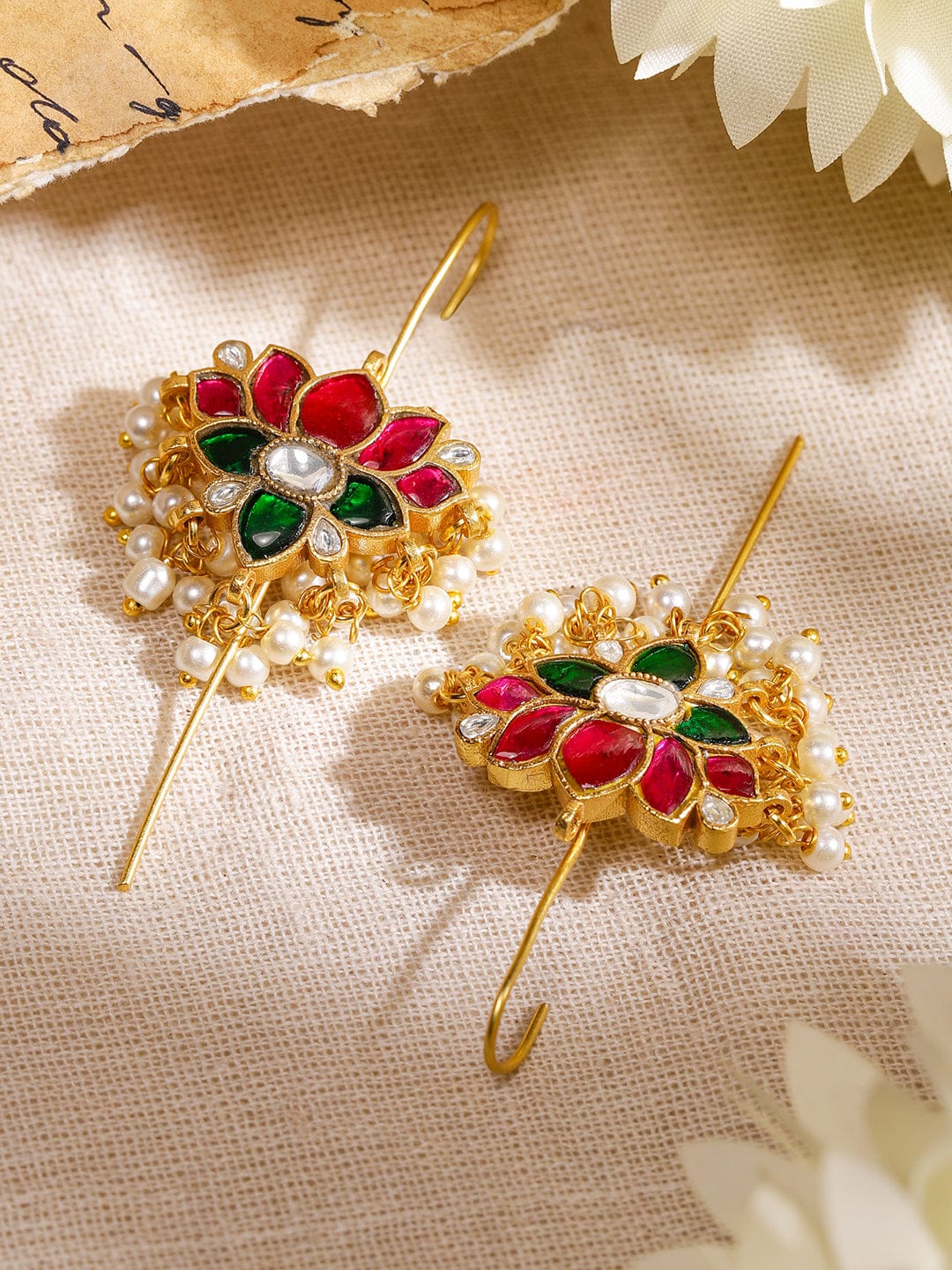 Chic Lotus Motif Ear Cuffs フリーサイズ