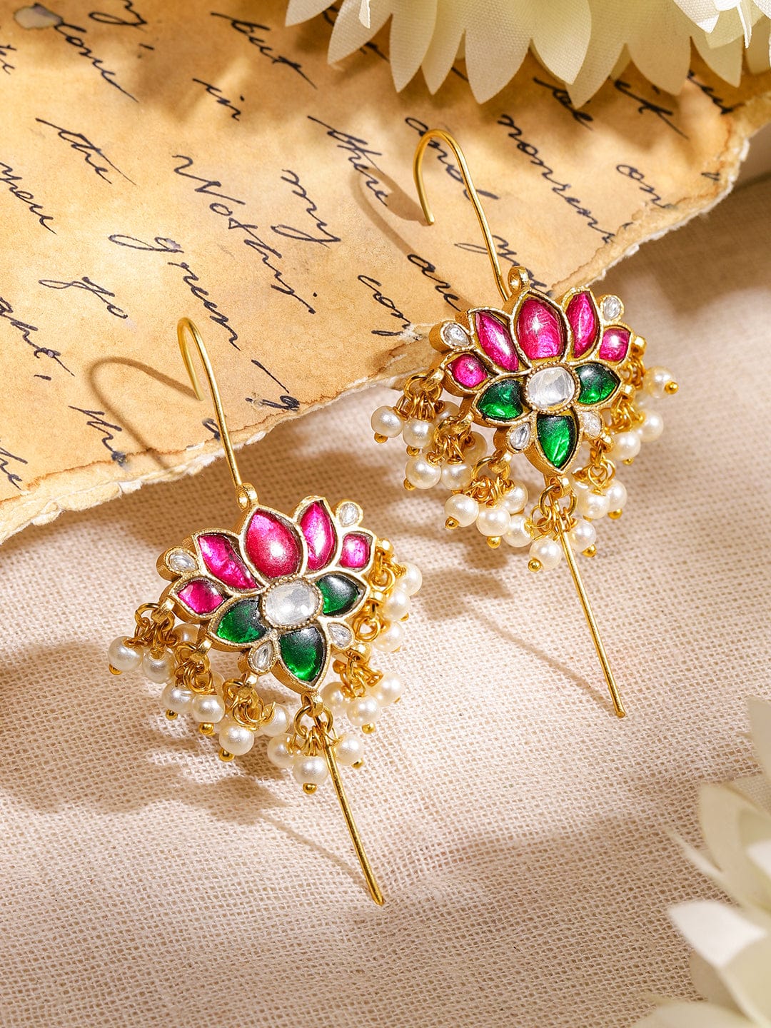 Chic Lotus Motif Ear Cuffs フリーサイズ