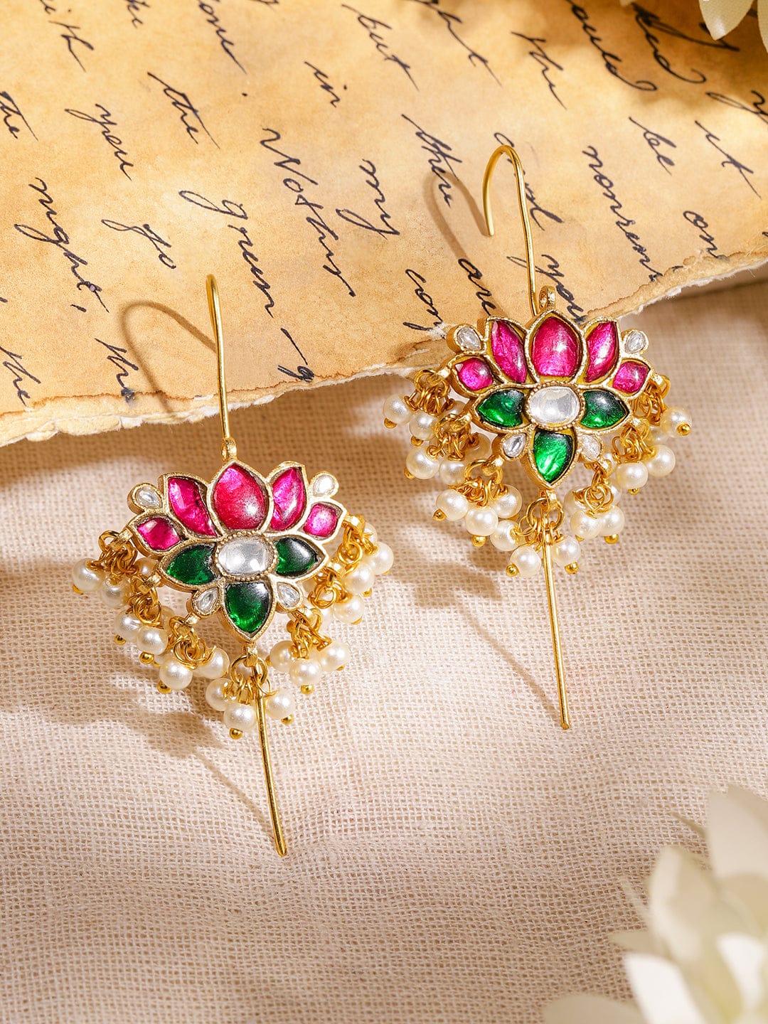 Chic Lotus Motif Ear Cuffs フリーサイズ
