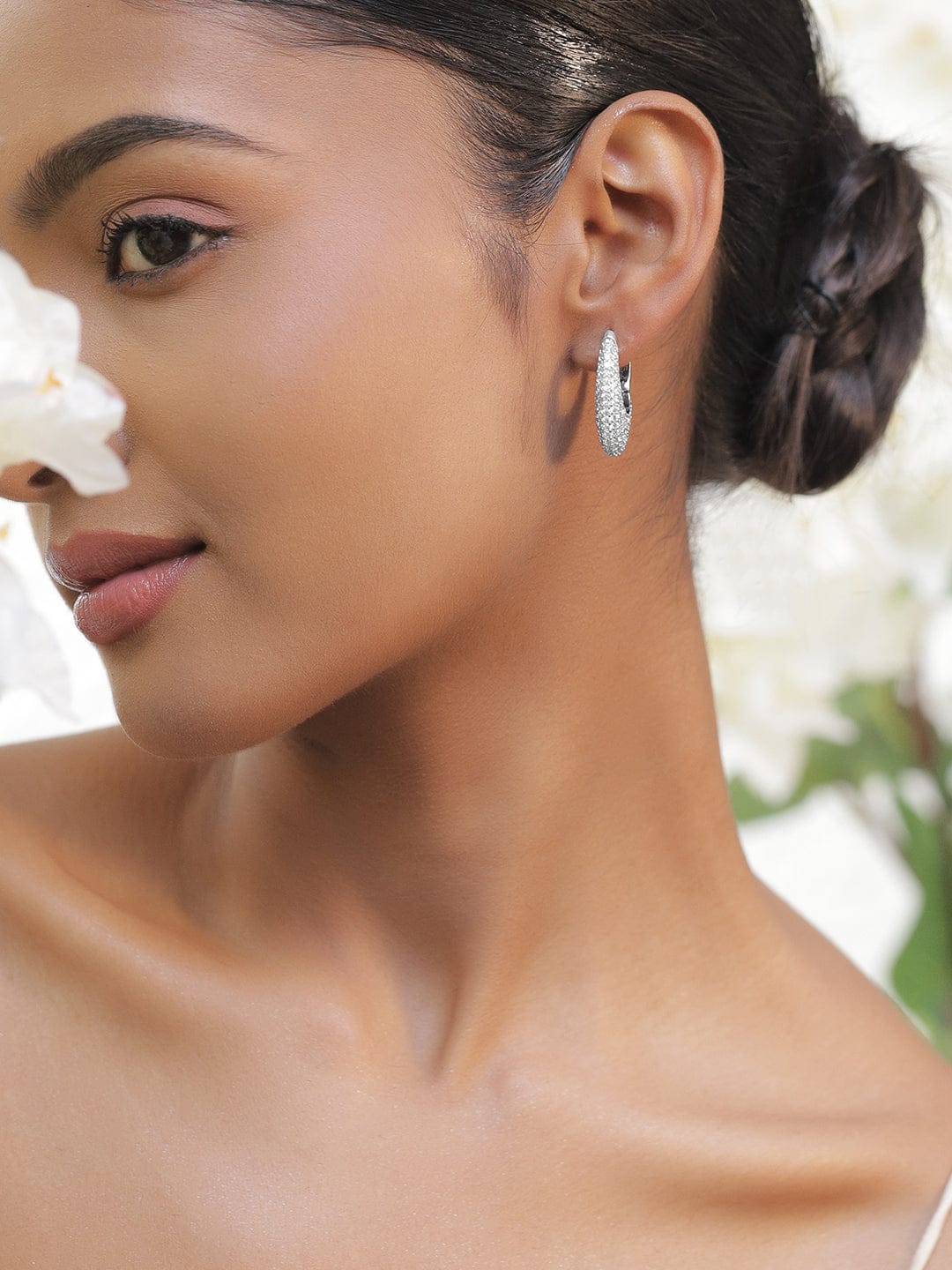 Chic Luxe Glow American Diamond Zirconia Half Round Studs フリーサイズ