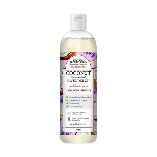1% Lavender with 99% Coconut Oil - Cold Pressed Virgin Oil, Nourishes, Moisturizes, Promotes Hair Growth & Soothes Scalp Inflammation 200ml