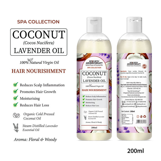 1% Lavender with 99% Coconut Oil - Cold Pressed Virgin Oil, Nourishes, Moisturizes, Promotes Hair Growth & Soothes Scalp Inflammation 200ml