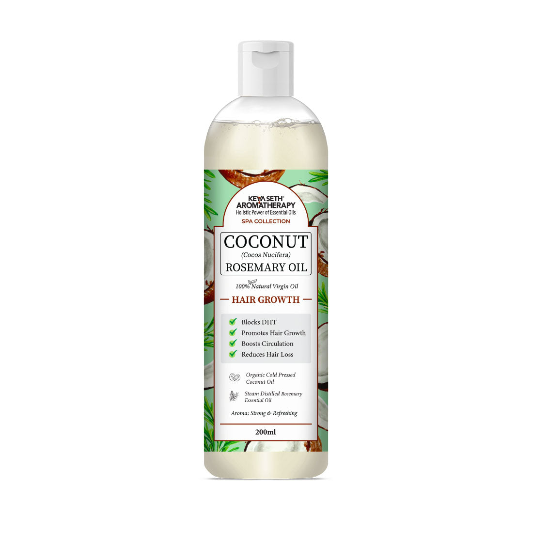 1%  Rosemary with 99% Coconut Oil – Cold-Pressed, Promotes Hair Growth, Blocks DHT & Controls Hair Fall 200ml