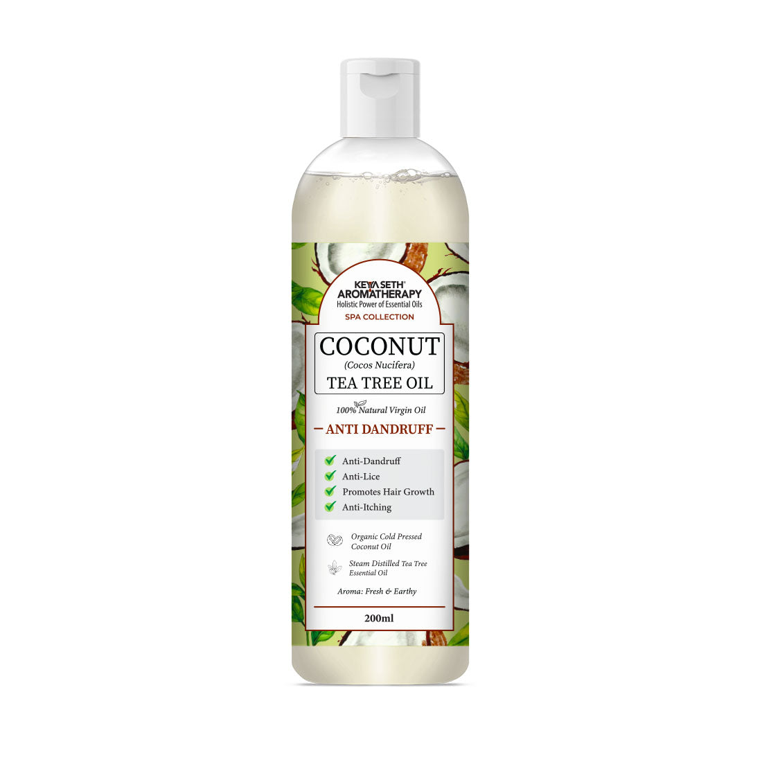 1% Tea Tree & 99% Coconut Oil – Cold Pressed, Promotes Hair Growth, Controls Hair Fall, Dandruff & Lice, Soothes Itching 200ml