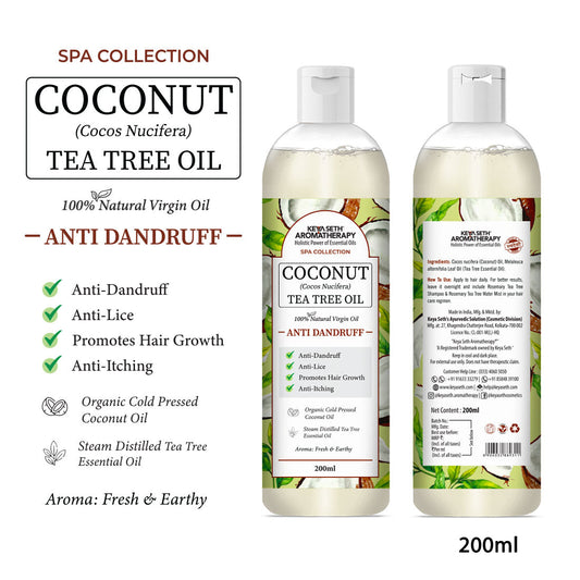 1% Tea Tree & 99% Coconut Oil – Cold Pressed, Promotes Hair Growth, Controls Hair Fall, Dandruff & Lice, Soothes Itching 200ml