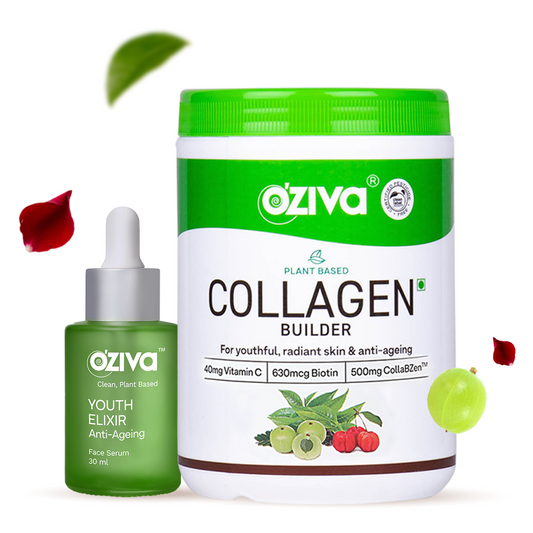 Glow & Anti-Ageing Routine: Youth Elixir Face Serum (30 ml) + Plant Based Classic Collagen Builder (200g) 30 ml