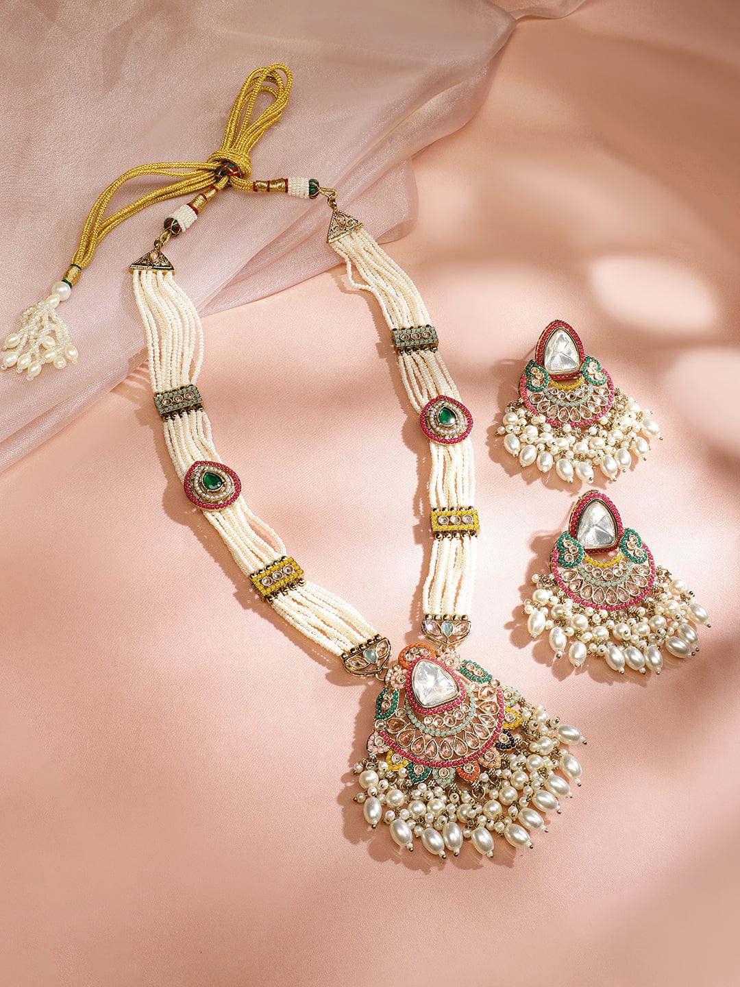 Colours in Harmony Kundan Necklace Set Multicolor