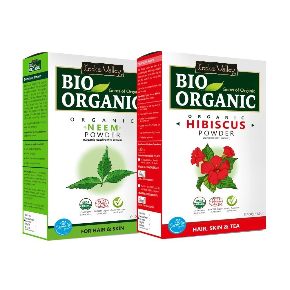Bio Organic Hibiscus and Neem Powder Combo - 100 gm each 100 g