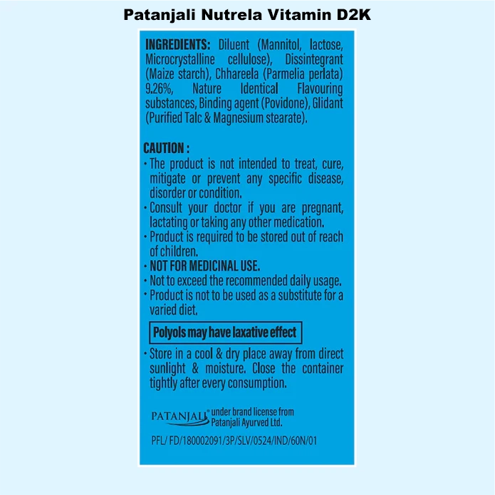 Combo Patanjali Nutrela Vitamin D2K + B12 (60N+30)