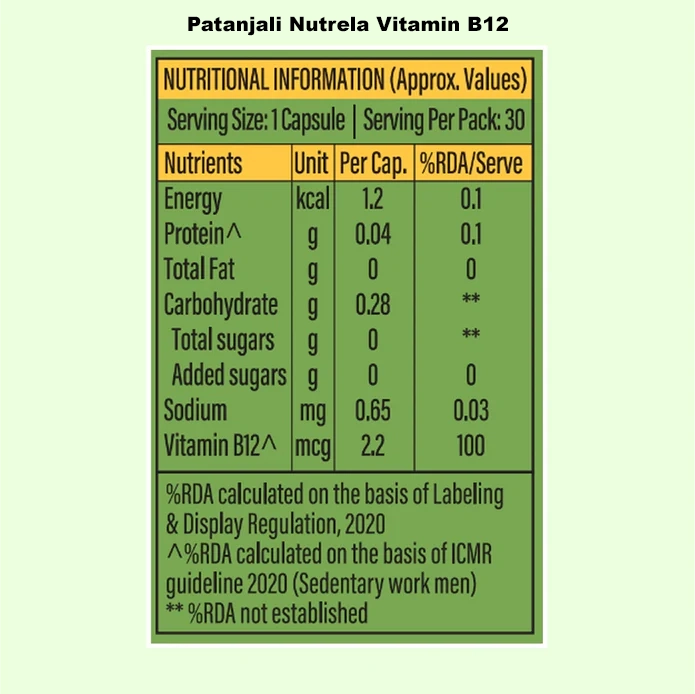 Combo Patanjali Nutrela Vitamin D2K + B12 (60N+30)