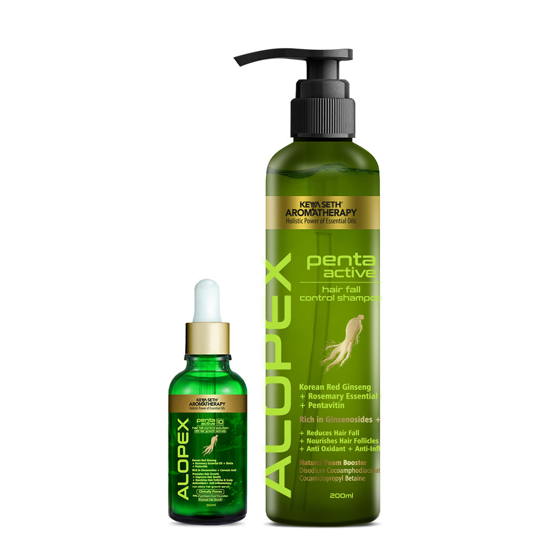 Alopex Penta Hair Growth Serum Treatment Kit – Shampoo & Solution with Korean Red Ginseng, Rosemary & Pentavitin for Hair Fall Control & Scalp Nourishment 320ml