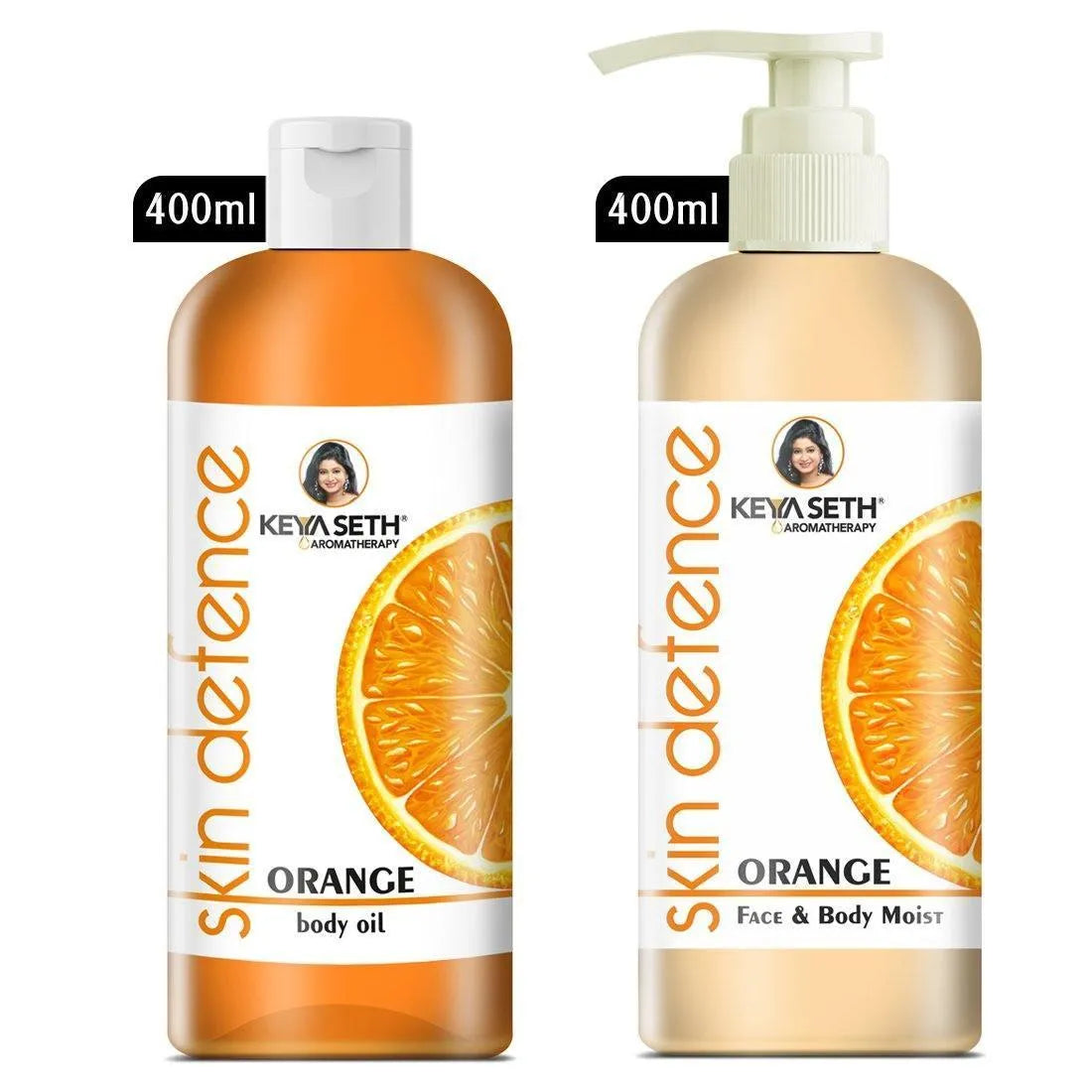 Complete Winter Skin Care Combo Enriched with Vitamin C, Skin Defence Orange Body Oil 400ml + Orange Face & Body Moisturizer 400ml 800ml