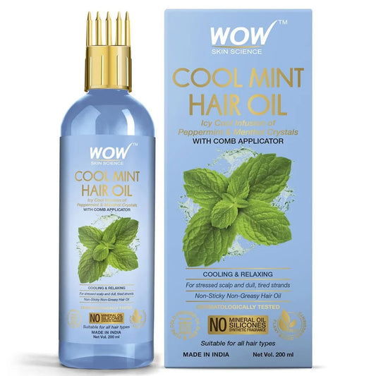 【WOW Skin Science】 Cool Mint Hair Oil With Comb Applicator 200ml With Comb Applicator