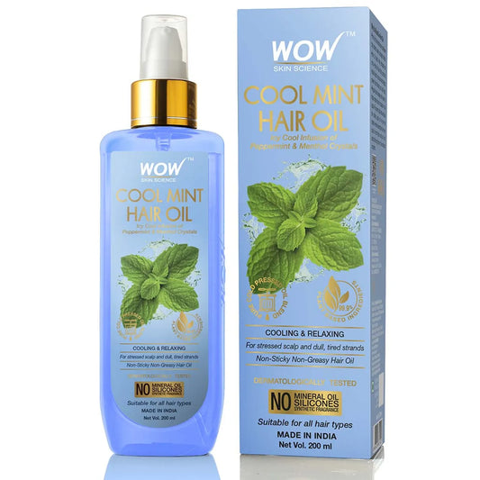 【WOW Skin Science】 Cool Mint Hair Oil With Comb Applicator 200ml Pump Bottle (No Comb)