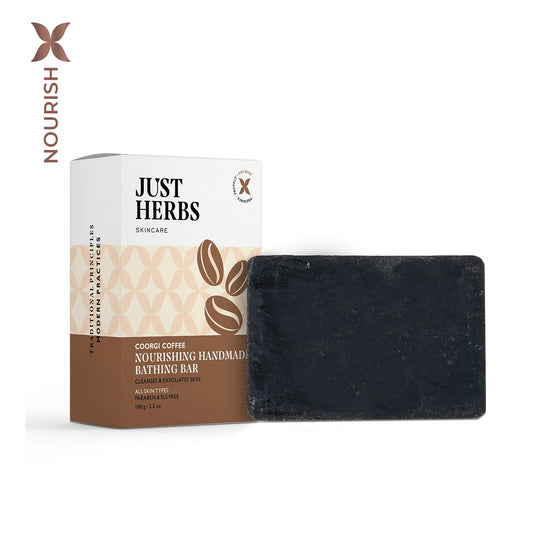 Just Herbs クールギコーヒー ナリッシング ハンドメイド バスバー 100g 1個と化粧箱