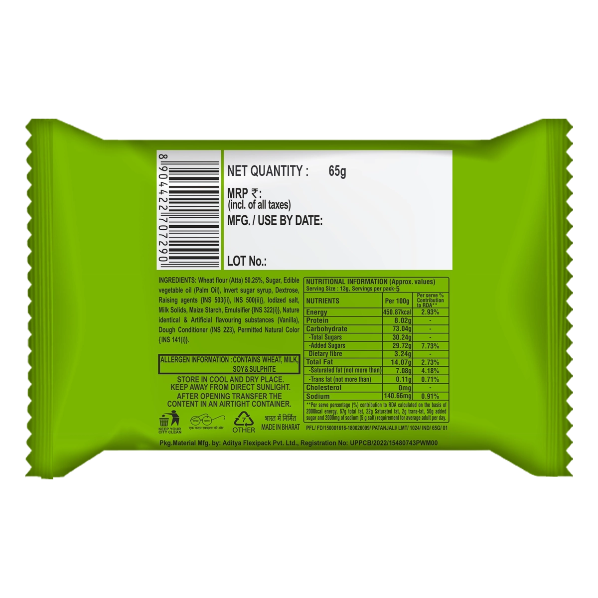 Patanjali Creamfeast Elaichi Biscuit 65g