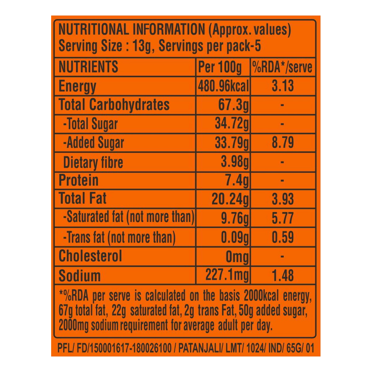 Patanjali Creamfeast Orange Biscuit 65g