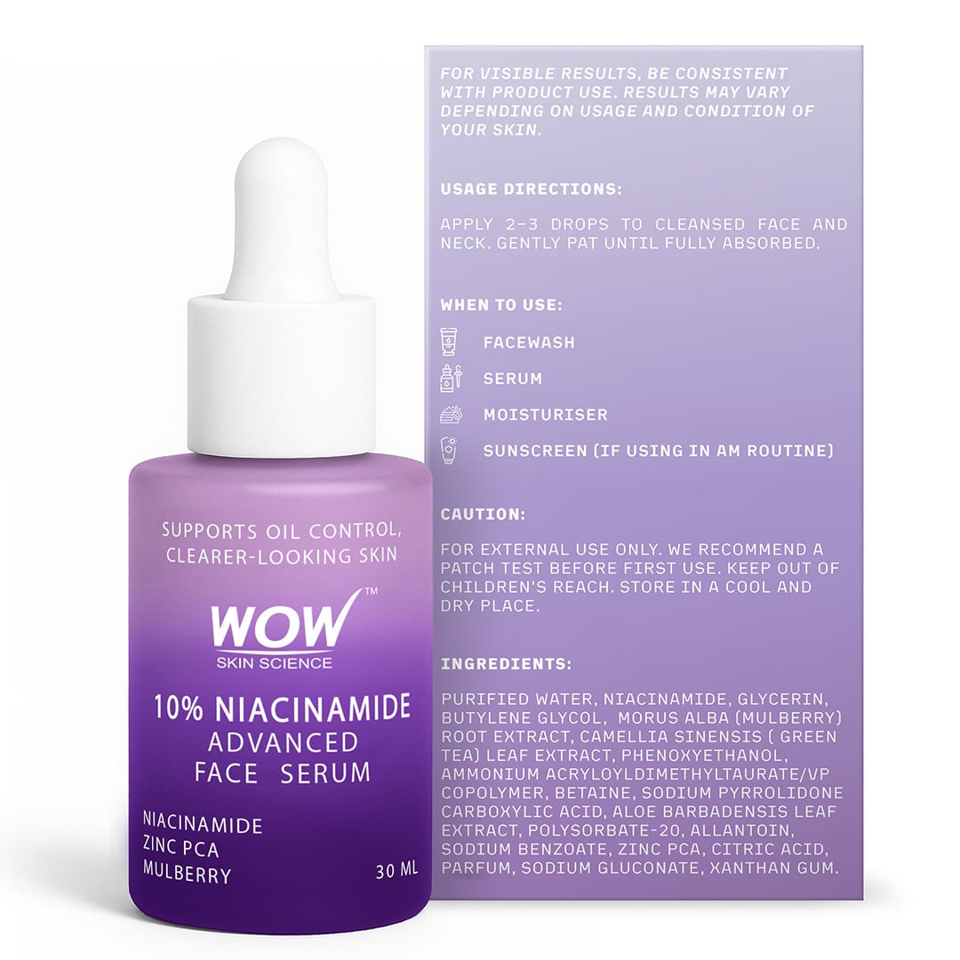 10% Niacinamide Face Serum Controls Oil & Enhances Complexion 30ml