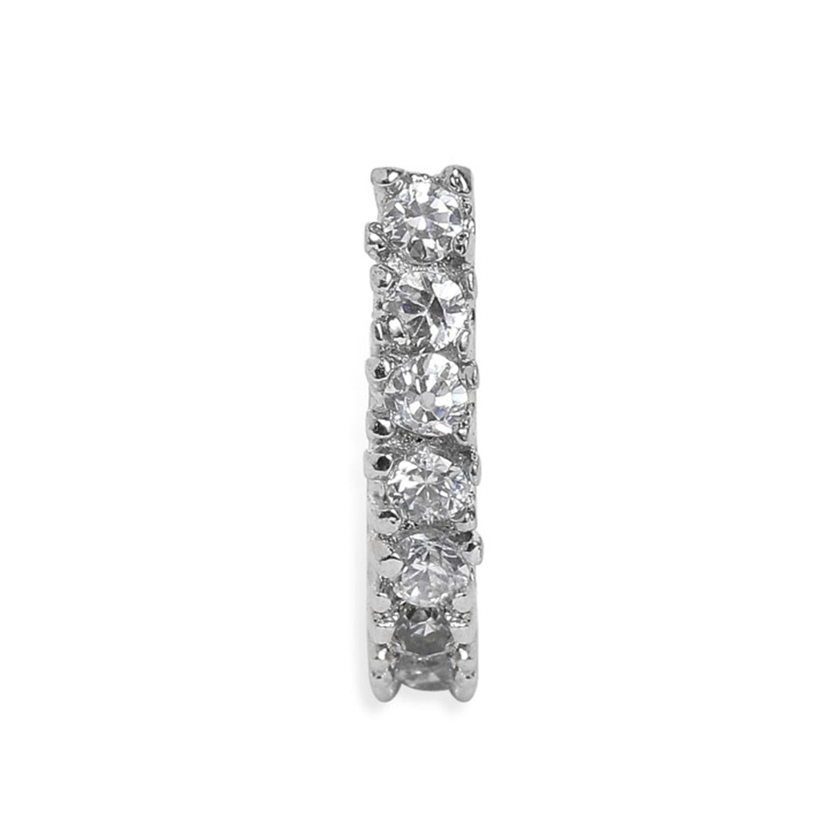 Rubans Silver-Plated White Cubic Zirconia- Stone Studded Handcrafted Adjustable Nose Clip Silver