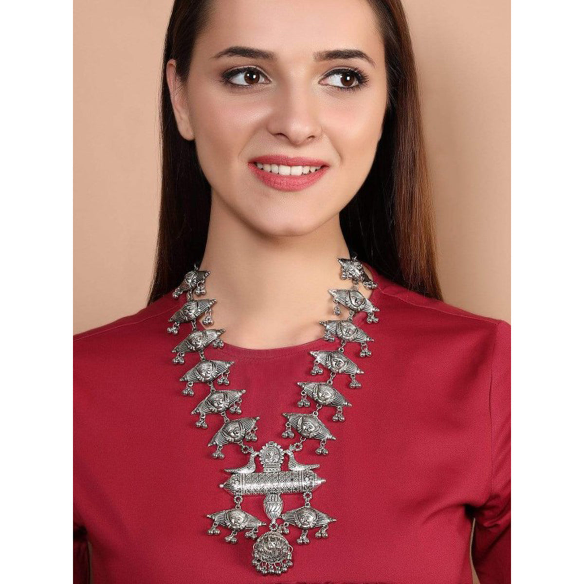 Rubans Oxidised Silver Plated  Necklace Silver