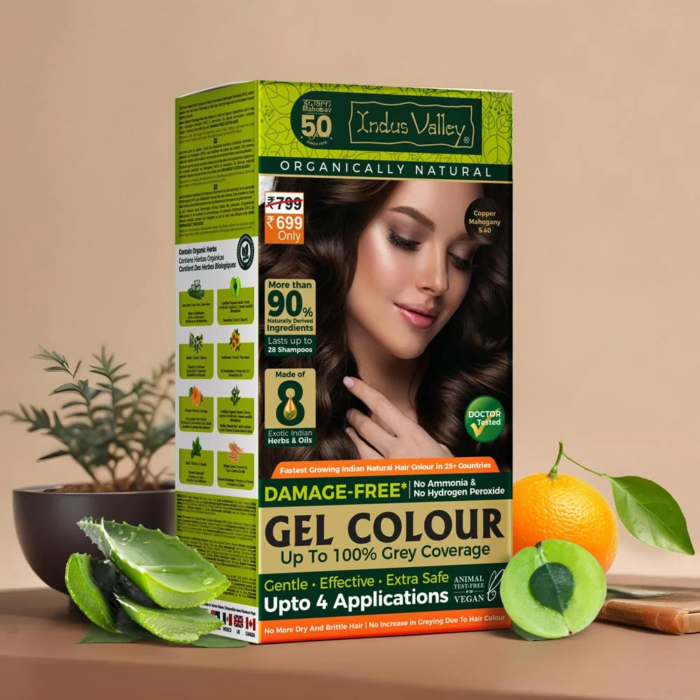 【Indus Valley】 Damage Free Gel Colour Copper Mahogany - 200ml + 20g Pack of 1