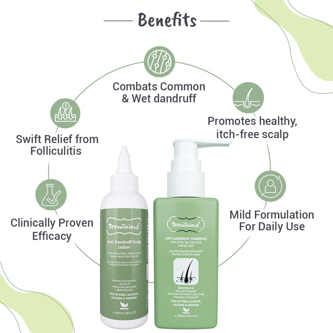 Teenilicious Anti Dandruff Shampoo & Scalp Lotion Combo Kit | Prevents Recurrence of Dandruff | 200ml 200ml