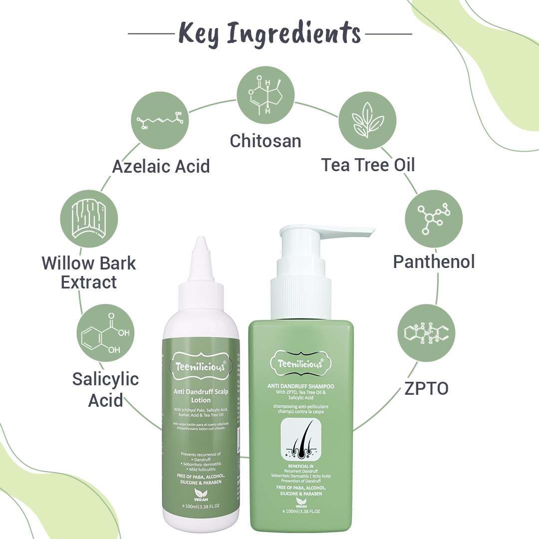 Teenilicious Anti Dandruff Shampoo & Scalp Lotion Combo Kit | Prevents Recurrence of Dandruff | 200ml 200ml