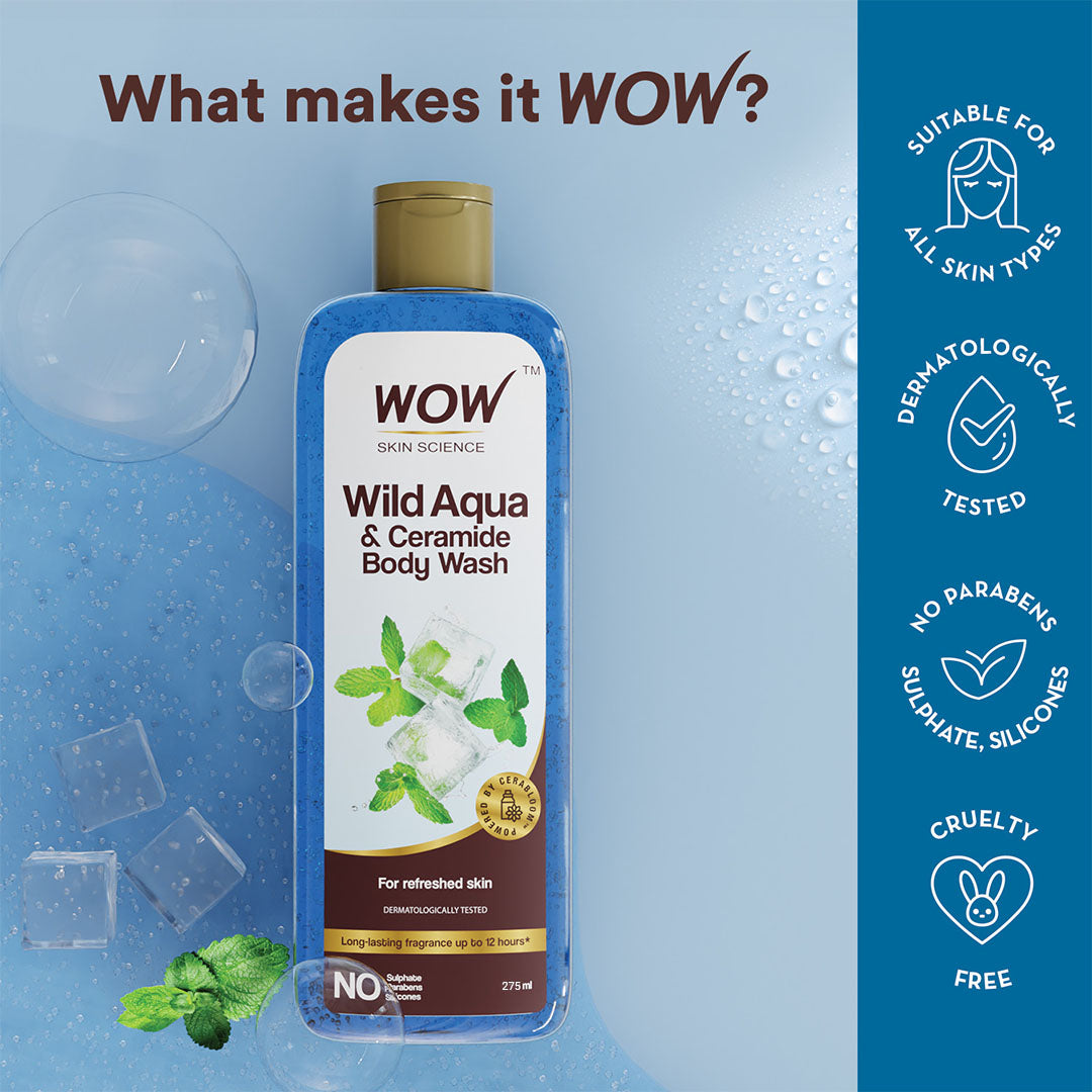 Wild Aqua & Ceramide Body Wash Energizes and Purifies Skin 275ml